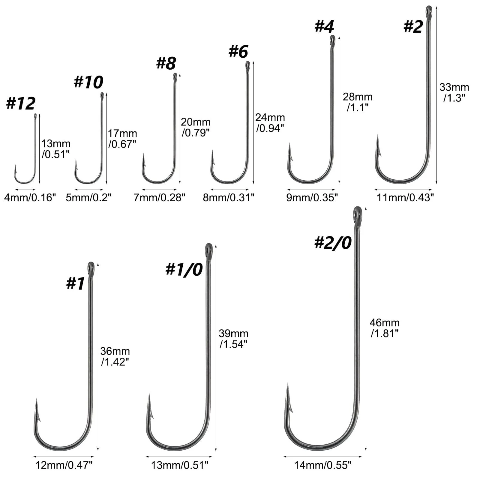 Dr.Fish 100pcs Aberdeen Hooks #12 to 2/0 - Image 8