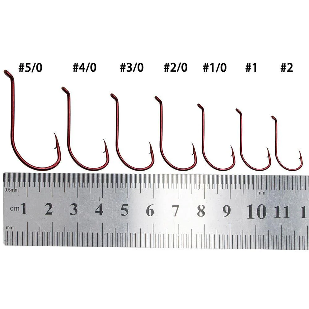 Dr.Fish 100pcs Red Octopus Hooks #2 to 5/0 - Image 4