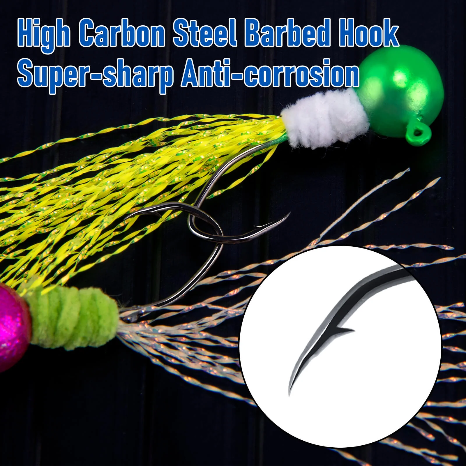 Dr.Fish 10pcs Crappie Marabou Jig heads 1/16oz-3/16oz - Image 2