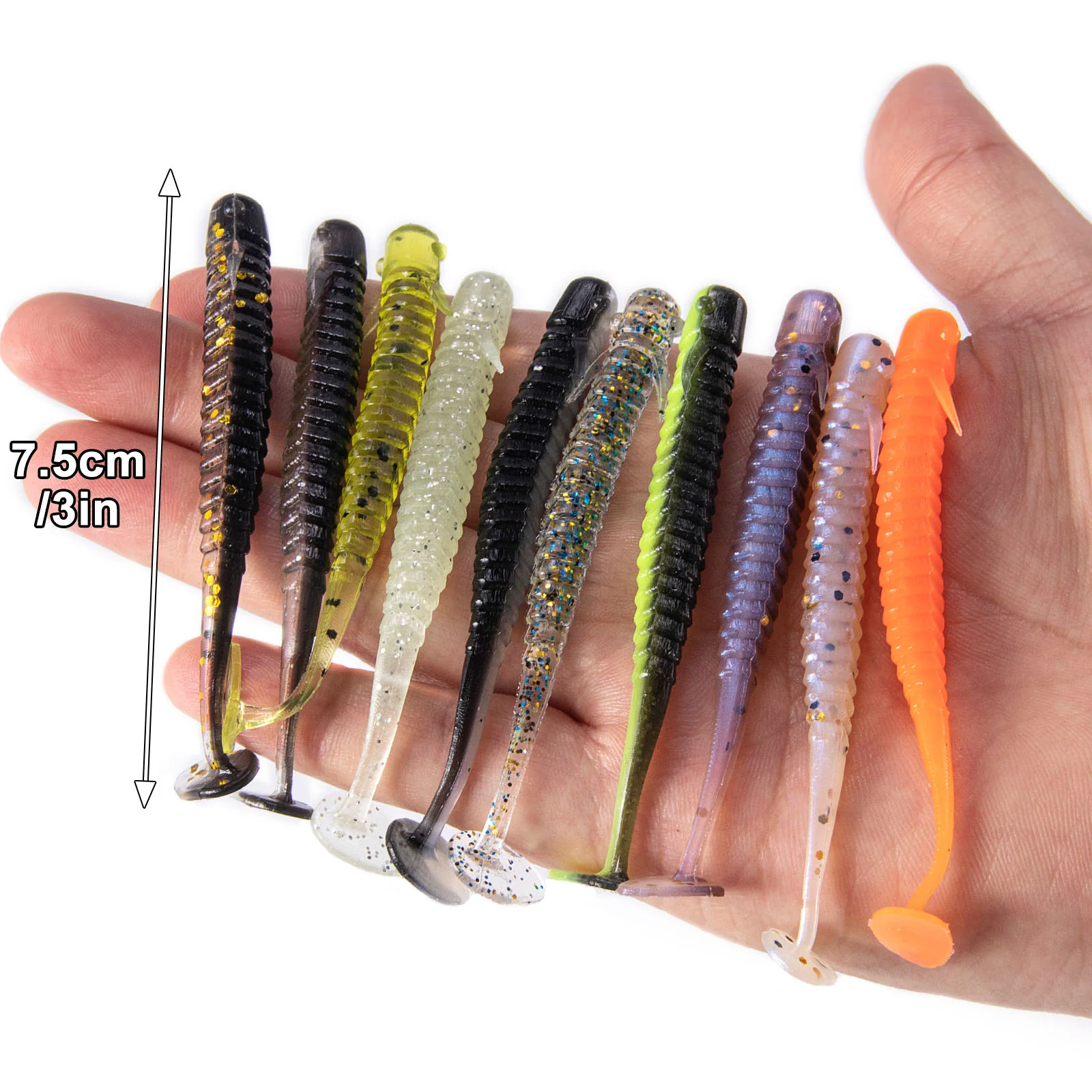 Dr.Fish 10pcs Paddle Tail Swimbait 3'' - Image 2