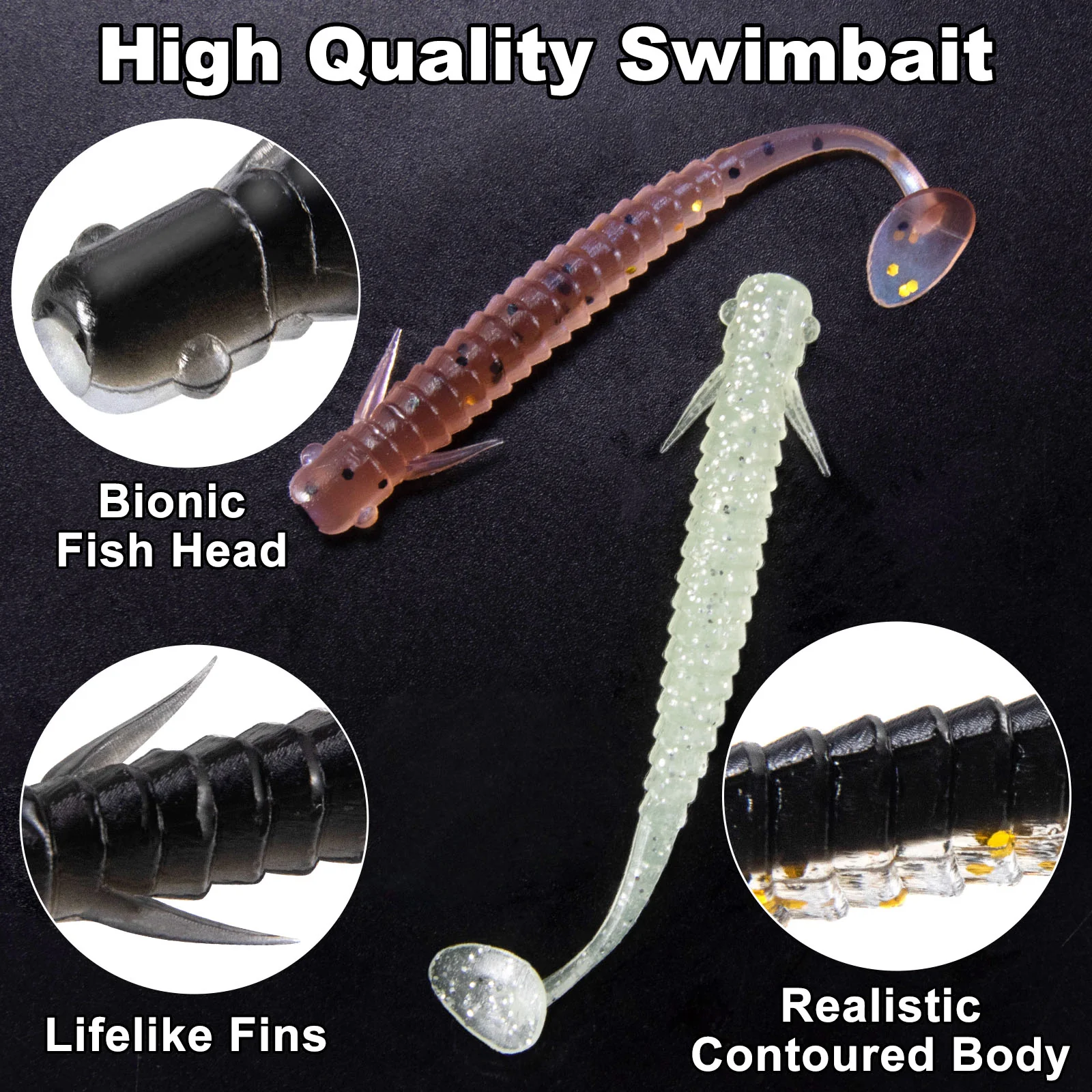 Dr.Fish 10pcs Paddle Tail Swimbait 3'' - Image 3