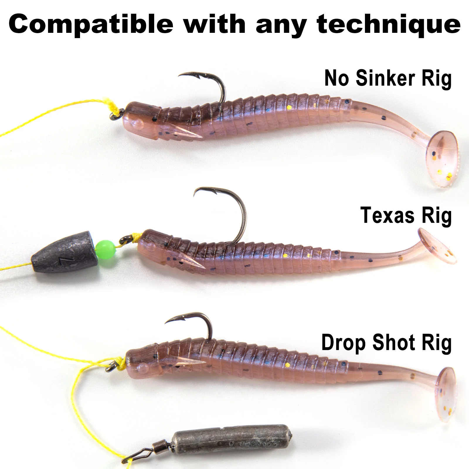 Dr.Fish 10pcs Paddle Tail Swimbait 3'' - Image 6