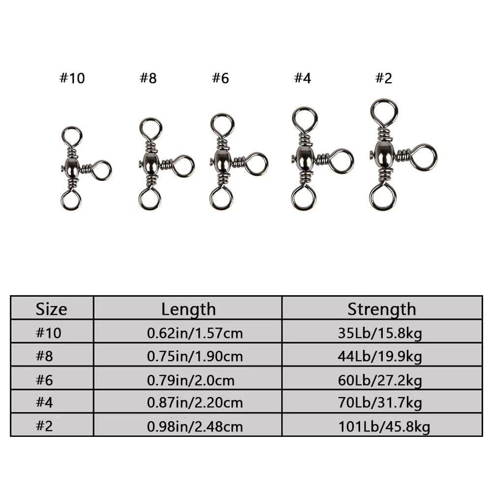 Dr.Fish 150pcs 3 Way Barrel Swivels Kit 35-101lb - Image 5