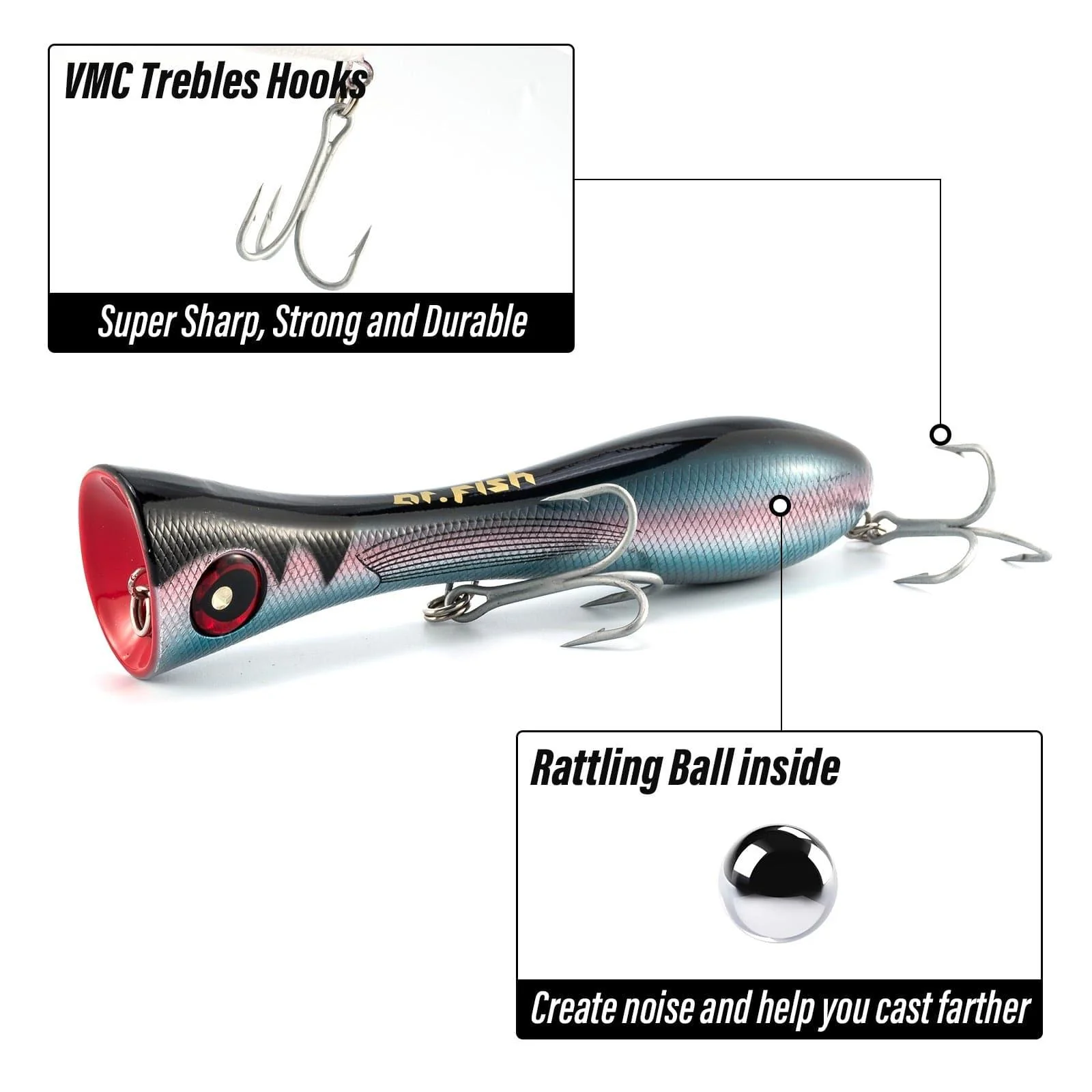 Dr.Fish 1pcs Saltwater GT Popper Lure 8in - Image 3