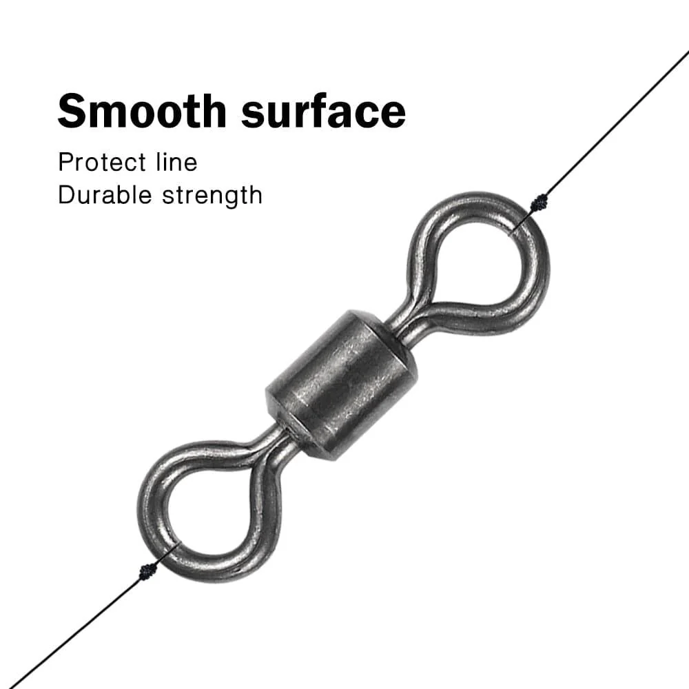 Dr.Fish 20-50pcs Black Rolling Swivels 20-1323lb - Image 5