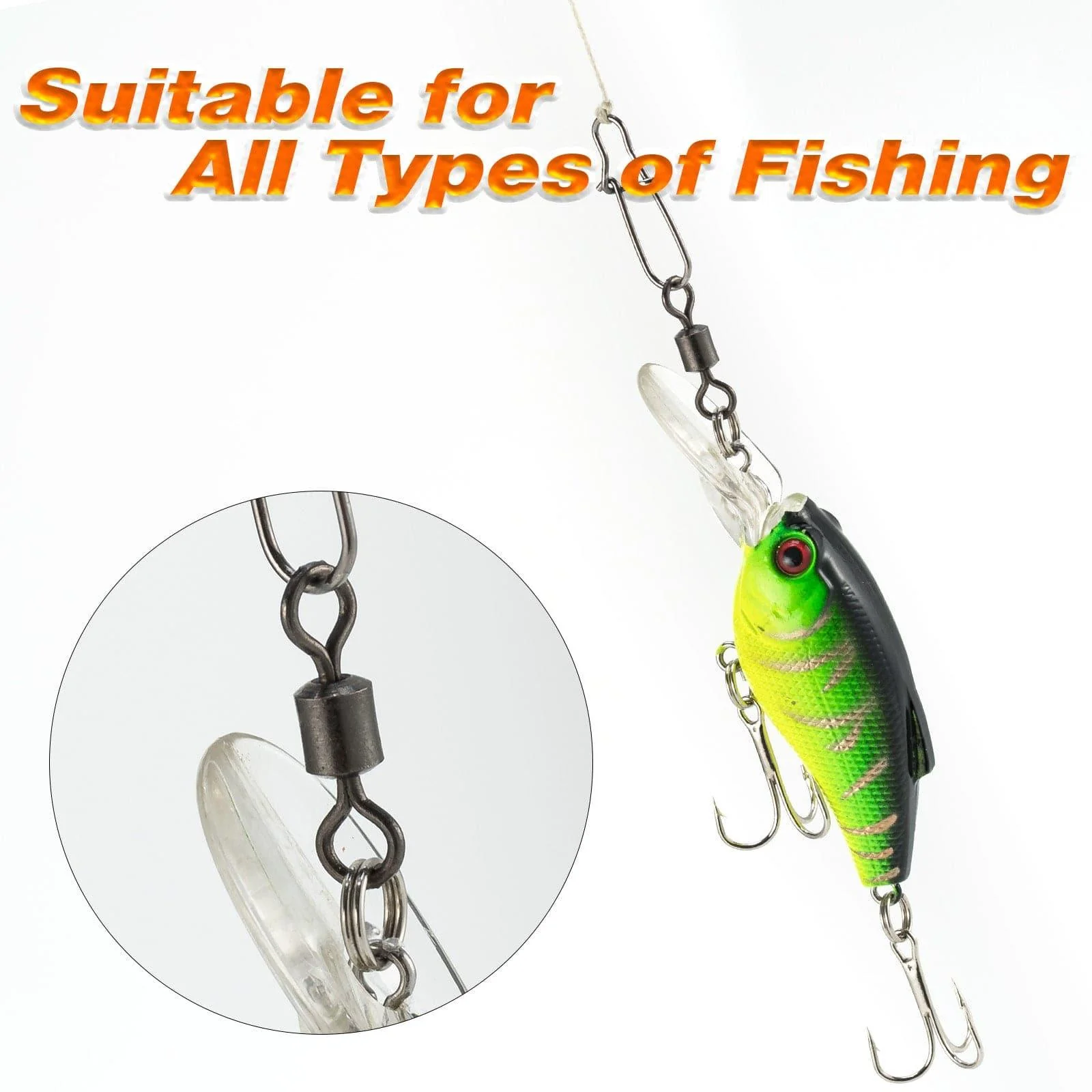 Dr.Fish 20-50pcs Black Rolling Swivels 20-1323lb - Image 6