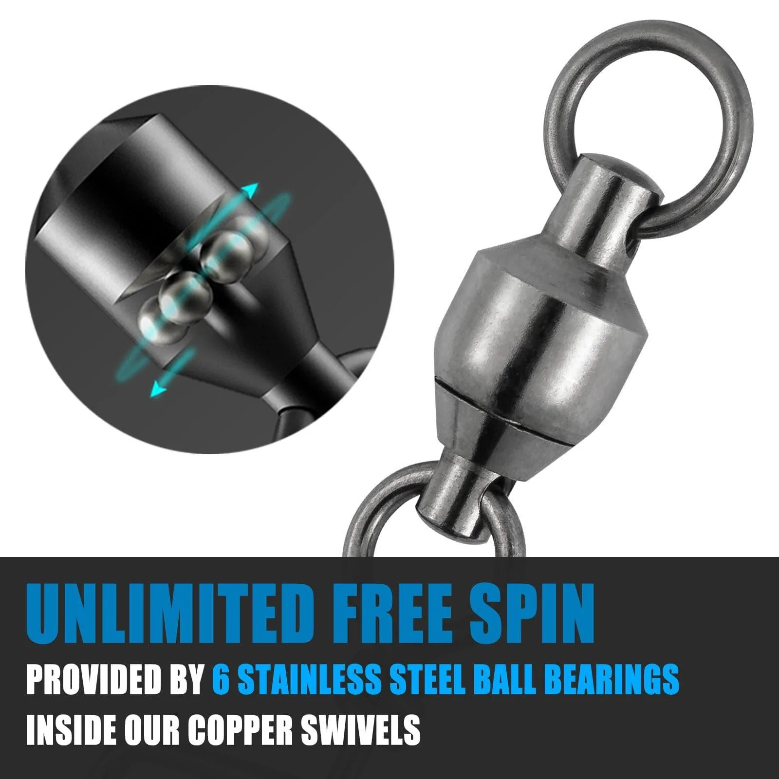Dr.Fish 20pcs Ball Bearing Swivel with Coast Lock Snap 26-503lb - Image 3