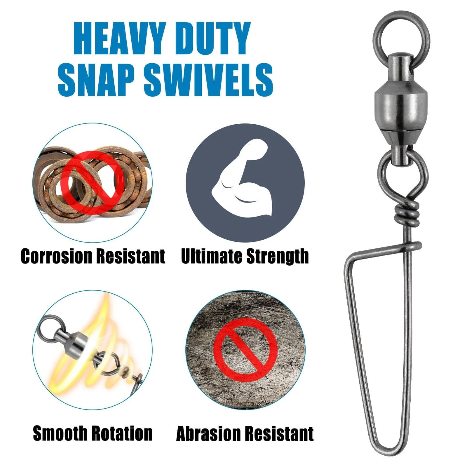 Dr.Fish 20pcs Ball Bearing Swivel with Coast Lock Snap 26-503lb - Image 6