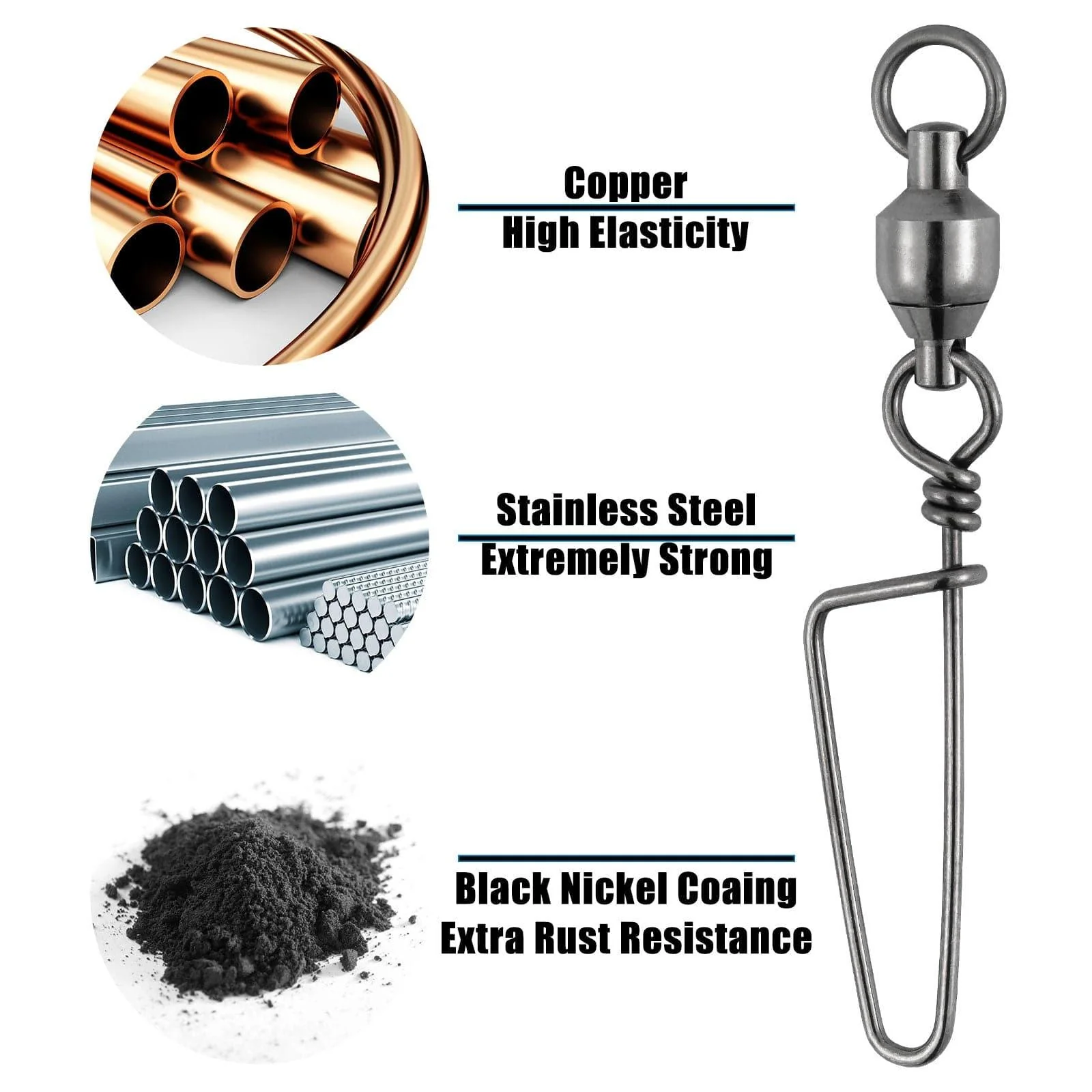 Dr.Fish 20pcs Ball Bearing Swivel with Coast Lock Snap 26-503lb - Image 7