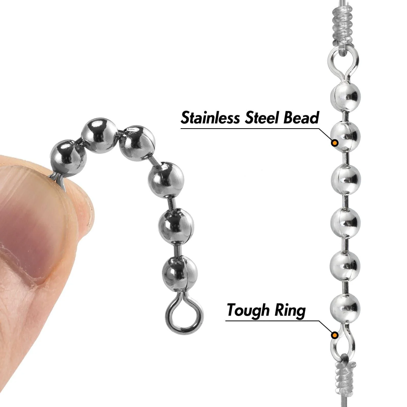 Dr.Fish 20pcs Bead Chain Swivels 4-6 Balls - Image 2