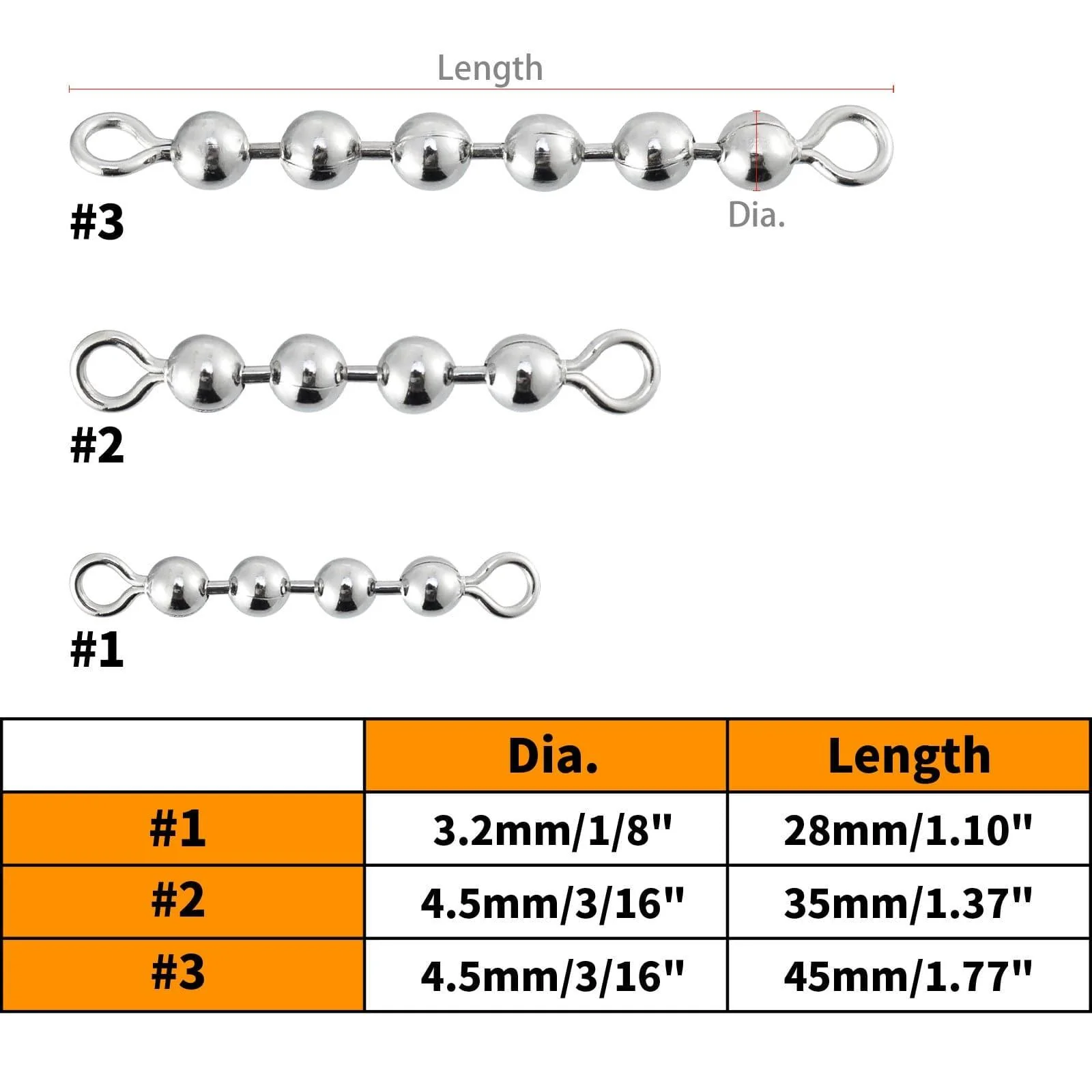 Dr.Fish 20pcs Bead Chain Swivels 4-6 Balls - Image 7