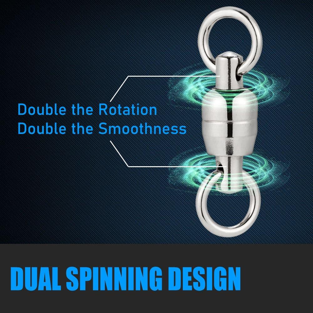 Dr.Fish 20pcs Dual Spinning Ball Bearing Swivels 65-530lb - Image 3