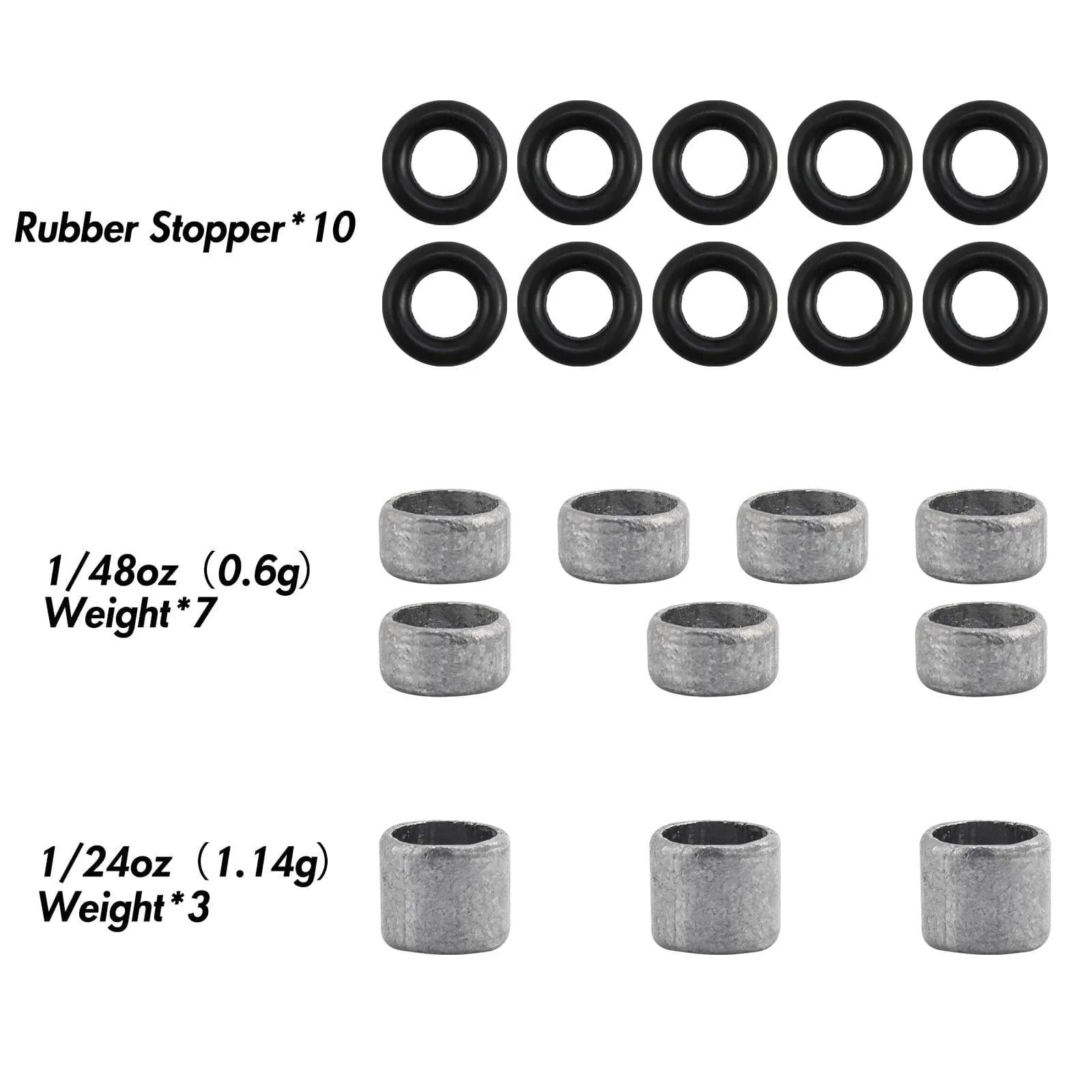 Dr.Fish 20pcs Weight & Rubber Stopper Kit - Image 6