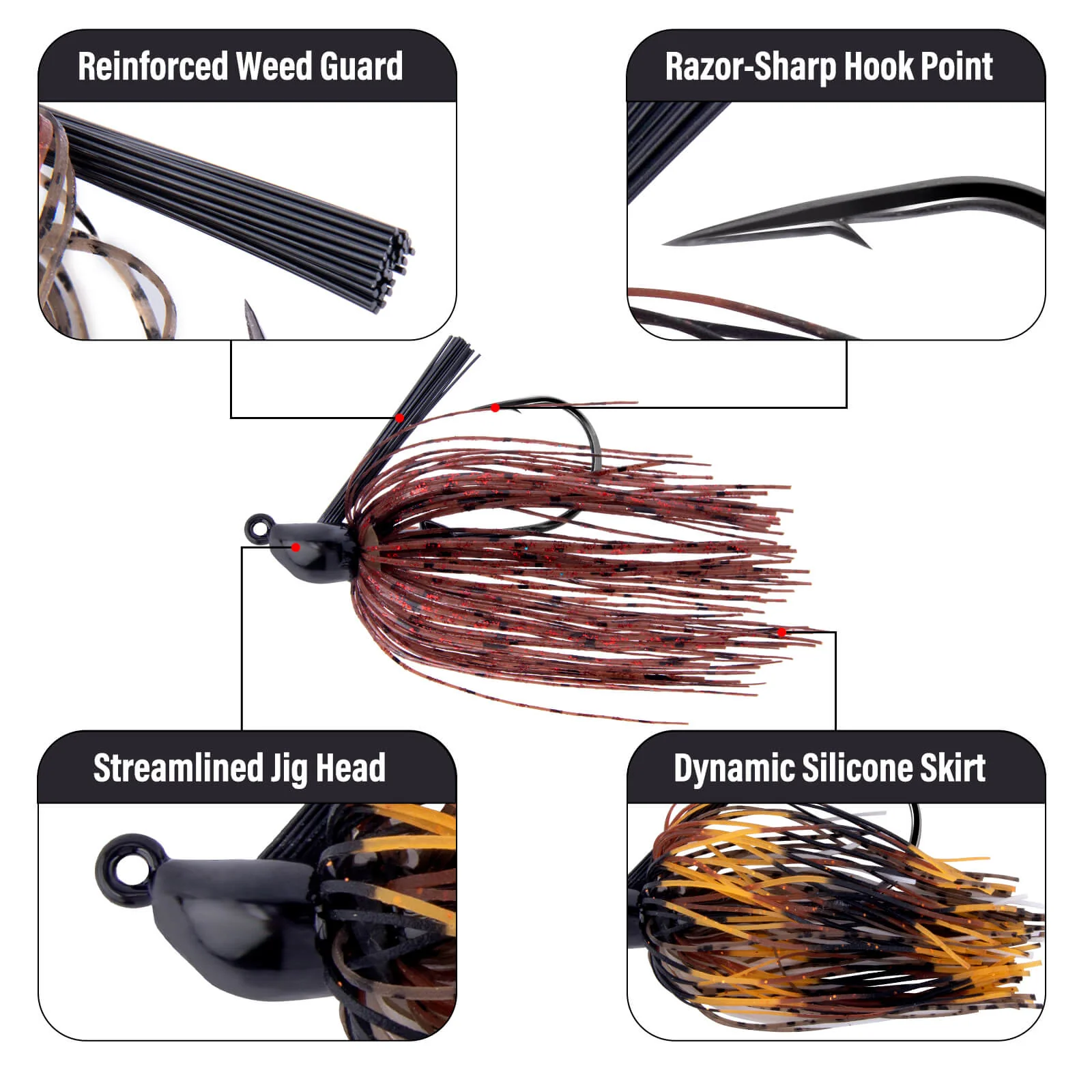 Dr.Fish 2pcs Weedless Bass Fishing Jigs - Image 2