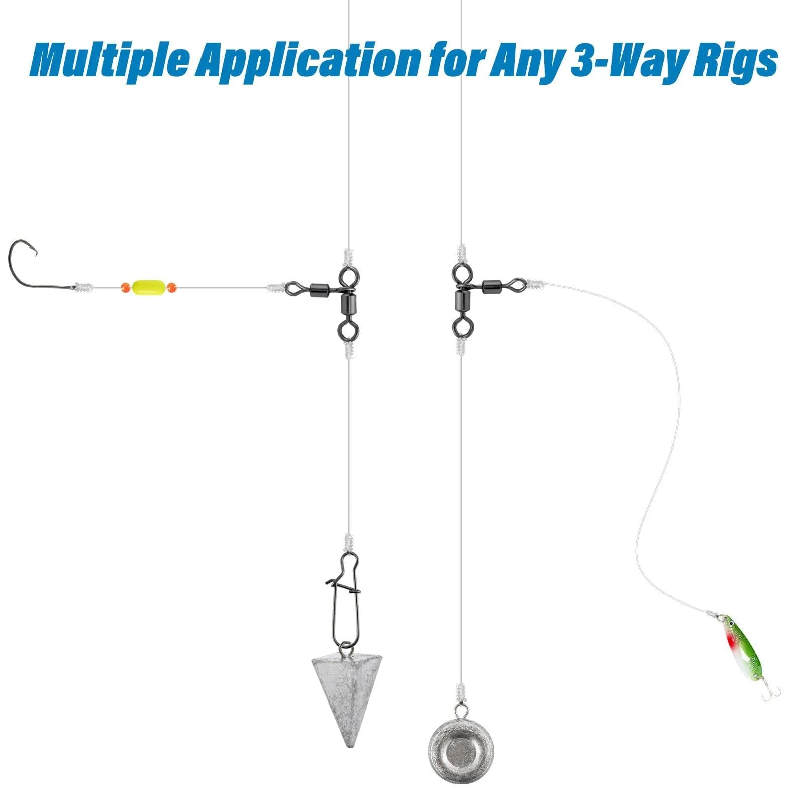 Dr.Fish 30pcs Black 3 Way Crane Swivels 6-282lb - Image 5
