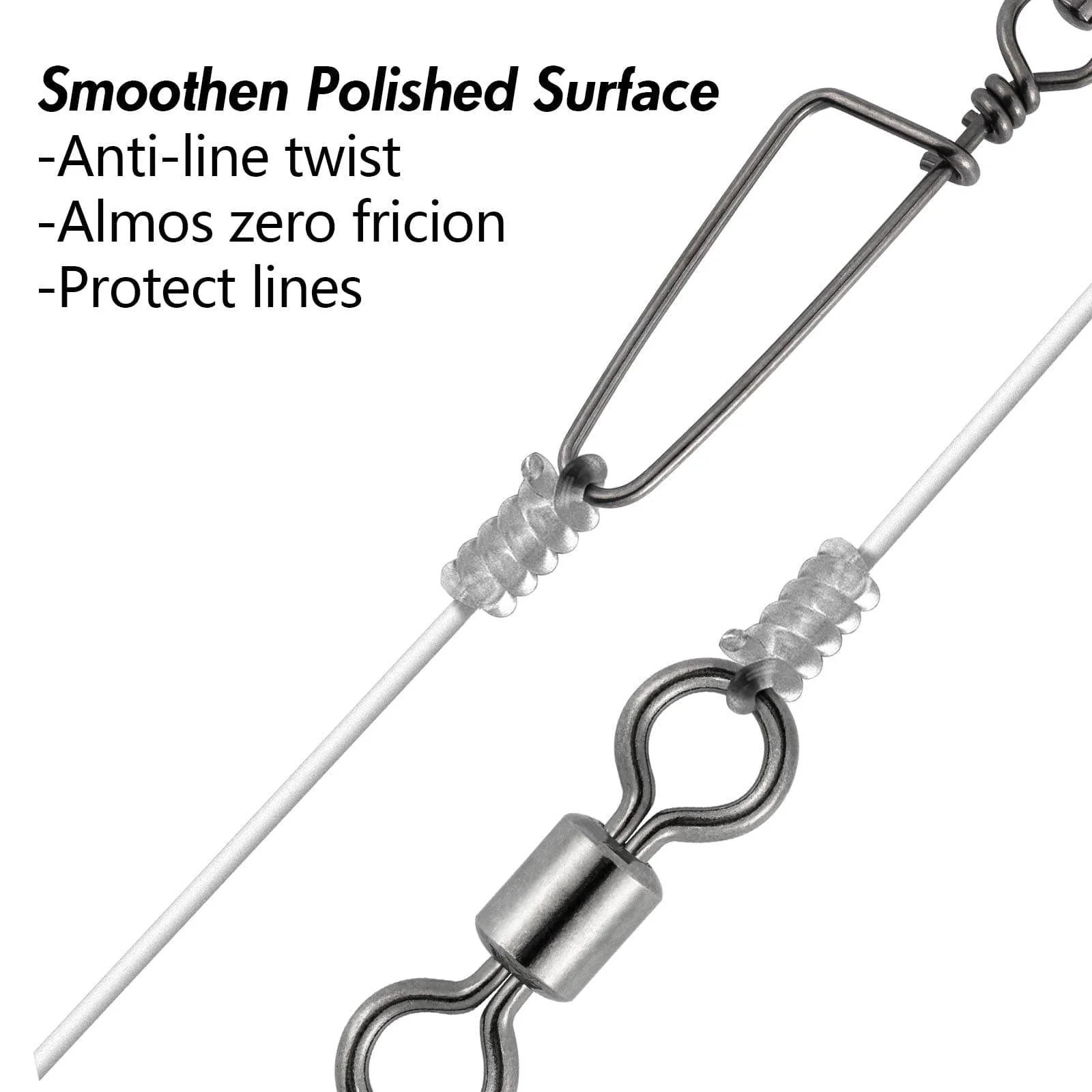 Dr.Fish 30pcs Rolling Swivels with Coastlock Snaps 18-198lb - Image 4