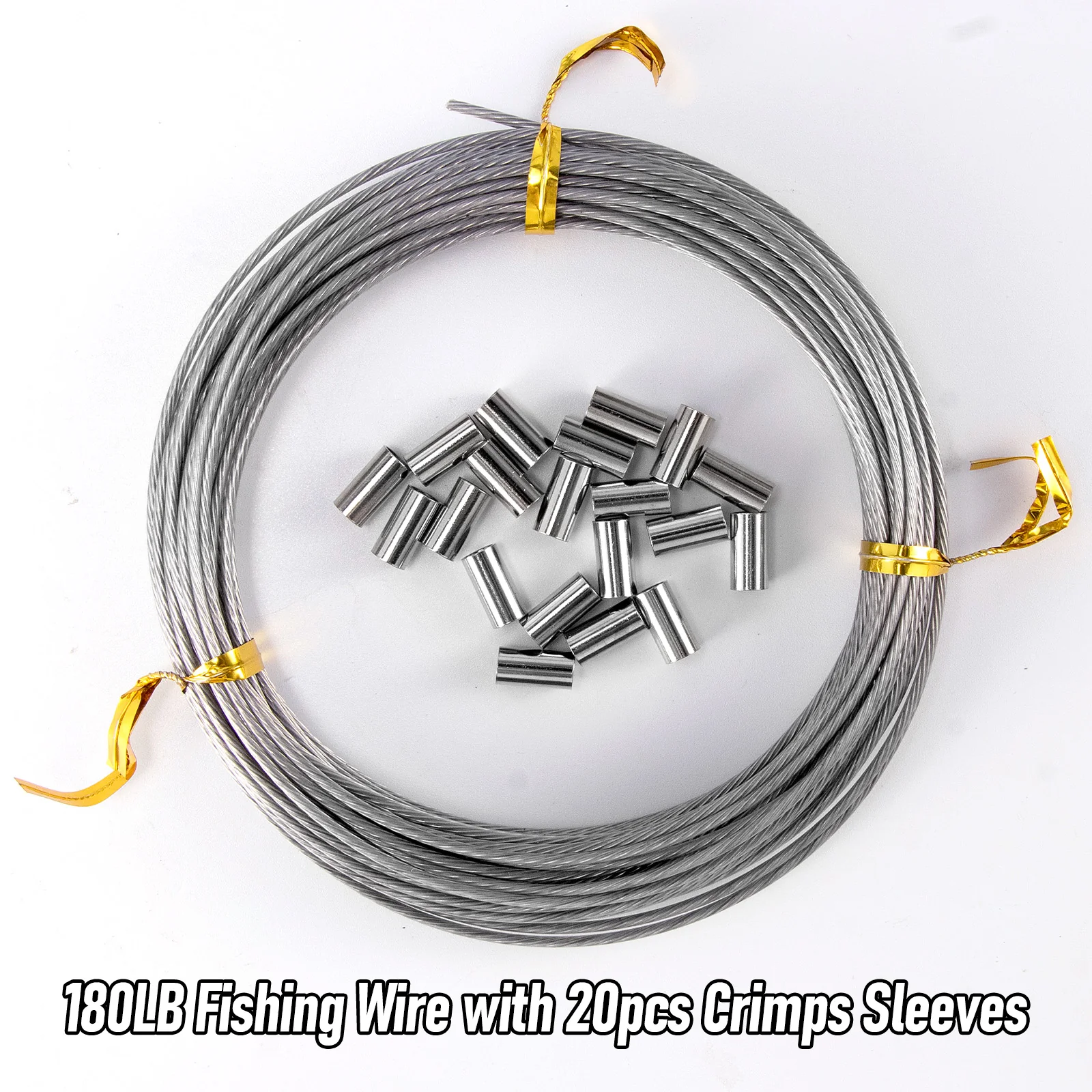 Dr.Fish 32.8ft Fishing Wire Fishing Leader Line with Crimps Sleeves 8LB-400LB - Image 20