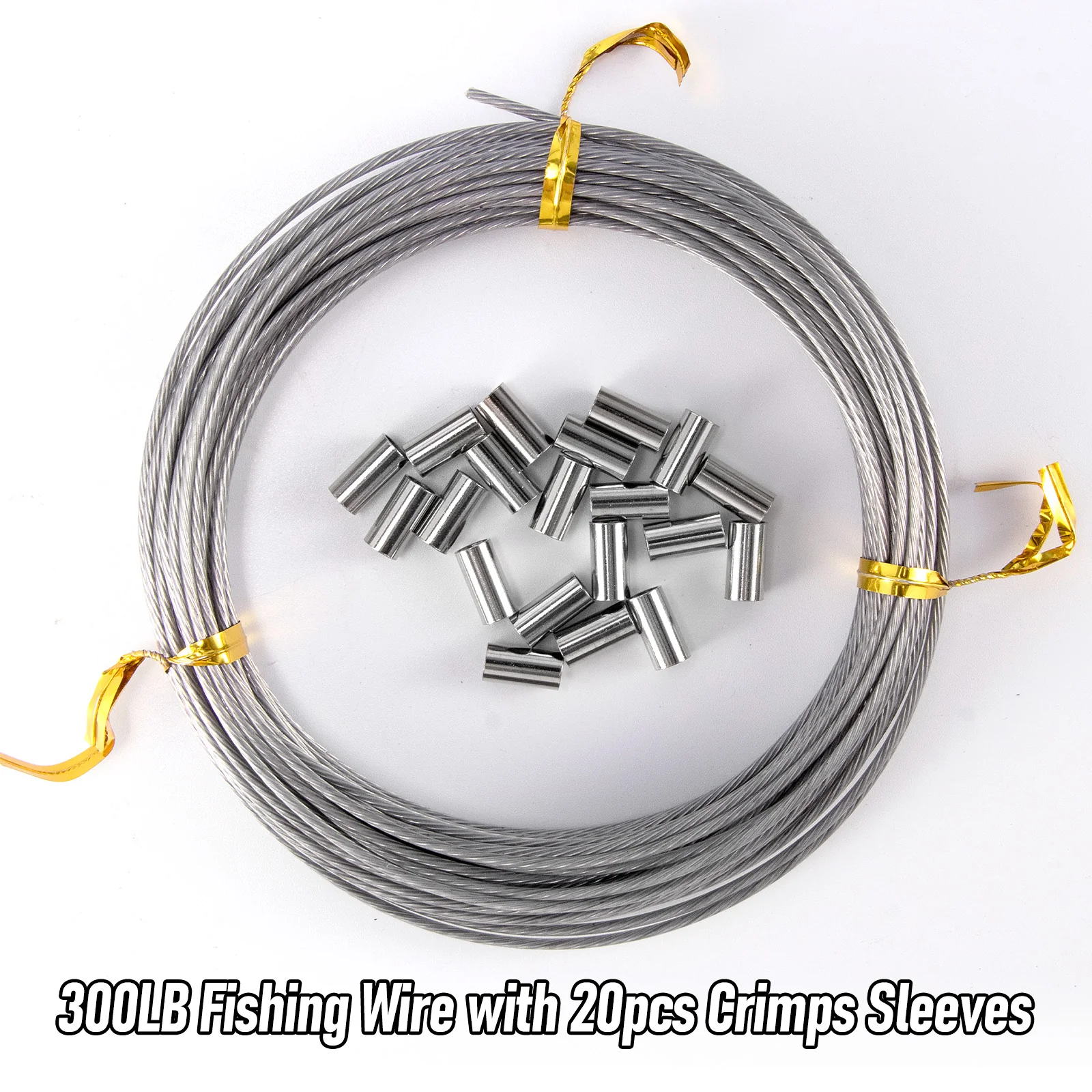 Dr.Fish 32.8ft Fishing Wire Fishing Leader Line with Crimps Sleeves 8LB-400LB - Image 21