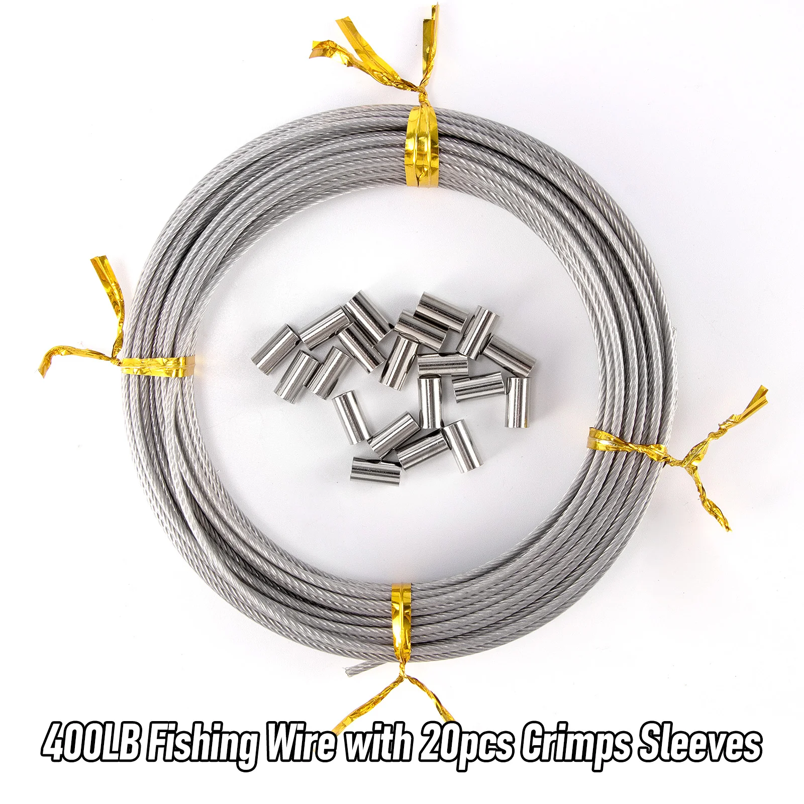 Dr.Fish 32.8ft Fishing Wire Fishing Leader Line with Crimps Sleeves 8LB-400LB - Image 22