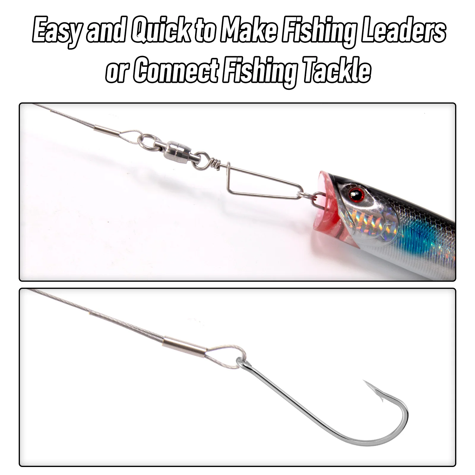 Dr.Fish 32.8ft Fishing Wire Fishing Leader Line with Crimps Sleeves 8LB-400LB - Image 6