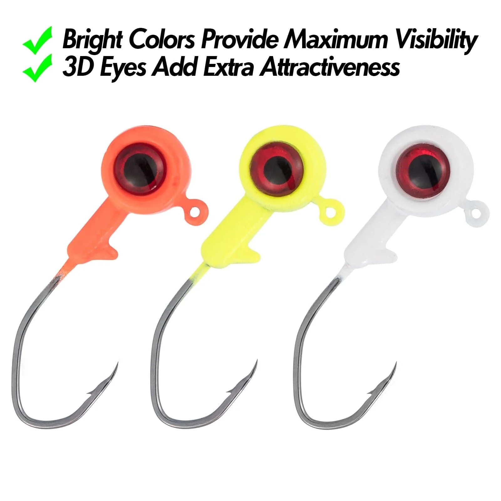 Dr.Fish 50pcs Big Eye Jig Heads 1/32oz-1/8oz - Image 2