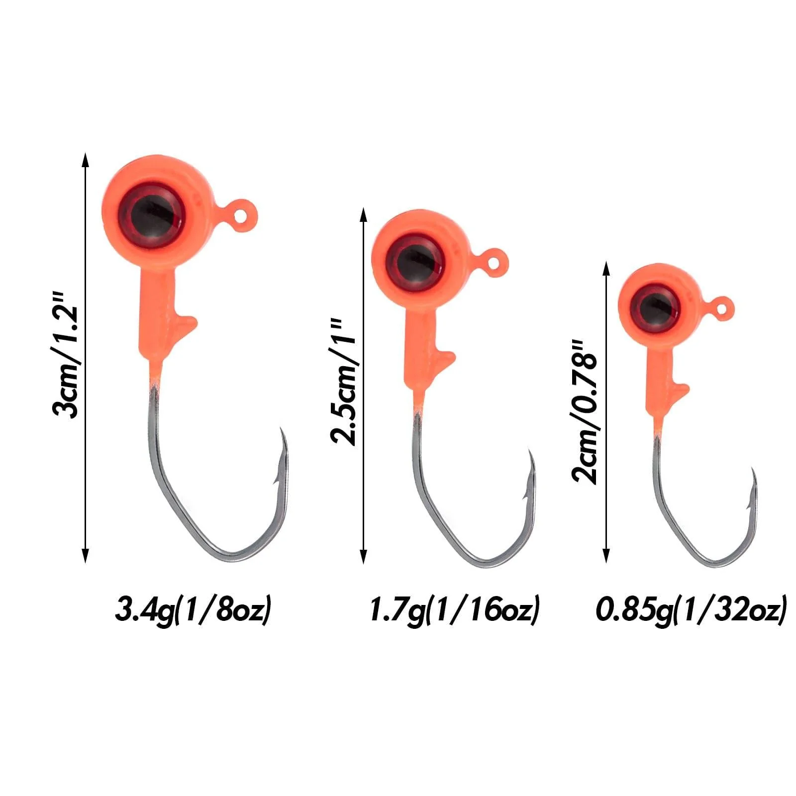 Dr.Fish 50pcs Big Eye Jig Heads 1/32oz-1/8oz - Image 7