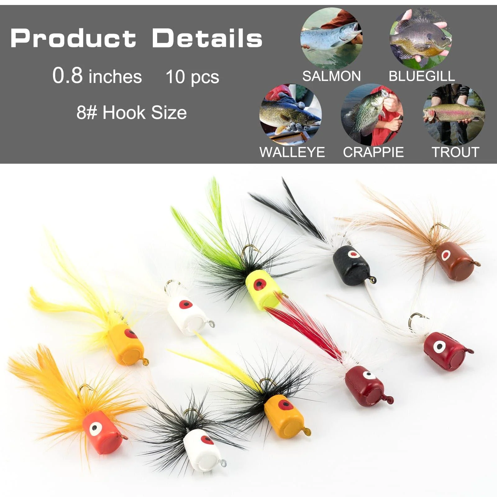 Dr.Fish 5/10pcs Fly Fishing Poppers Kit - Image 4