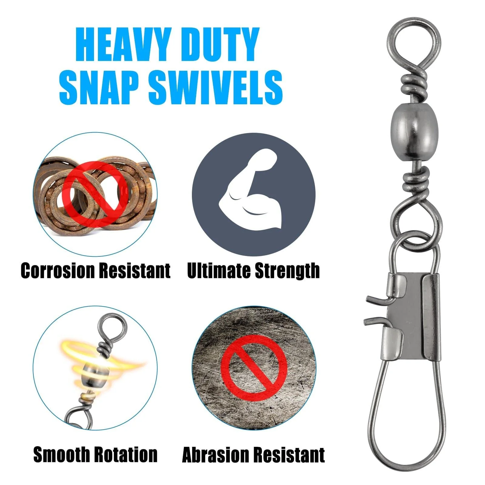 Dr.Fish 50pcs Barrel Swivel with Interlock Snap 26-132lb - Image 6