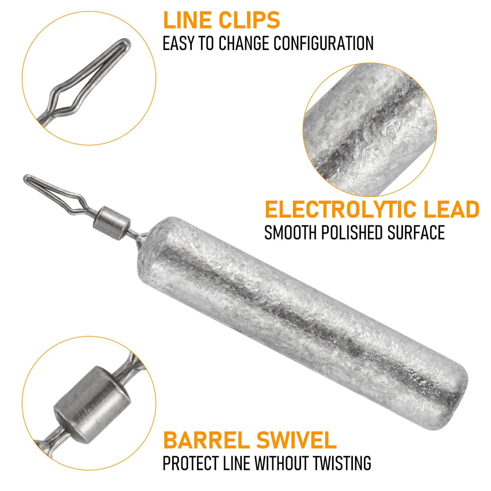 Dr.Fish Cylinder Drop Shot Weights 1/8 to 3/4oz - Image 3