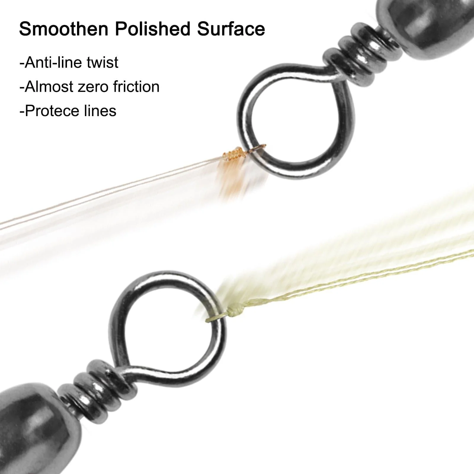 Dr.Fish 50pcs Black Barrel Swivels 35-154lb - Image 4