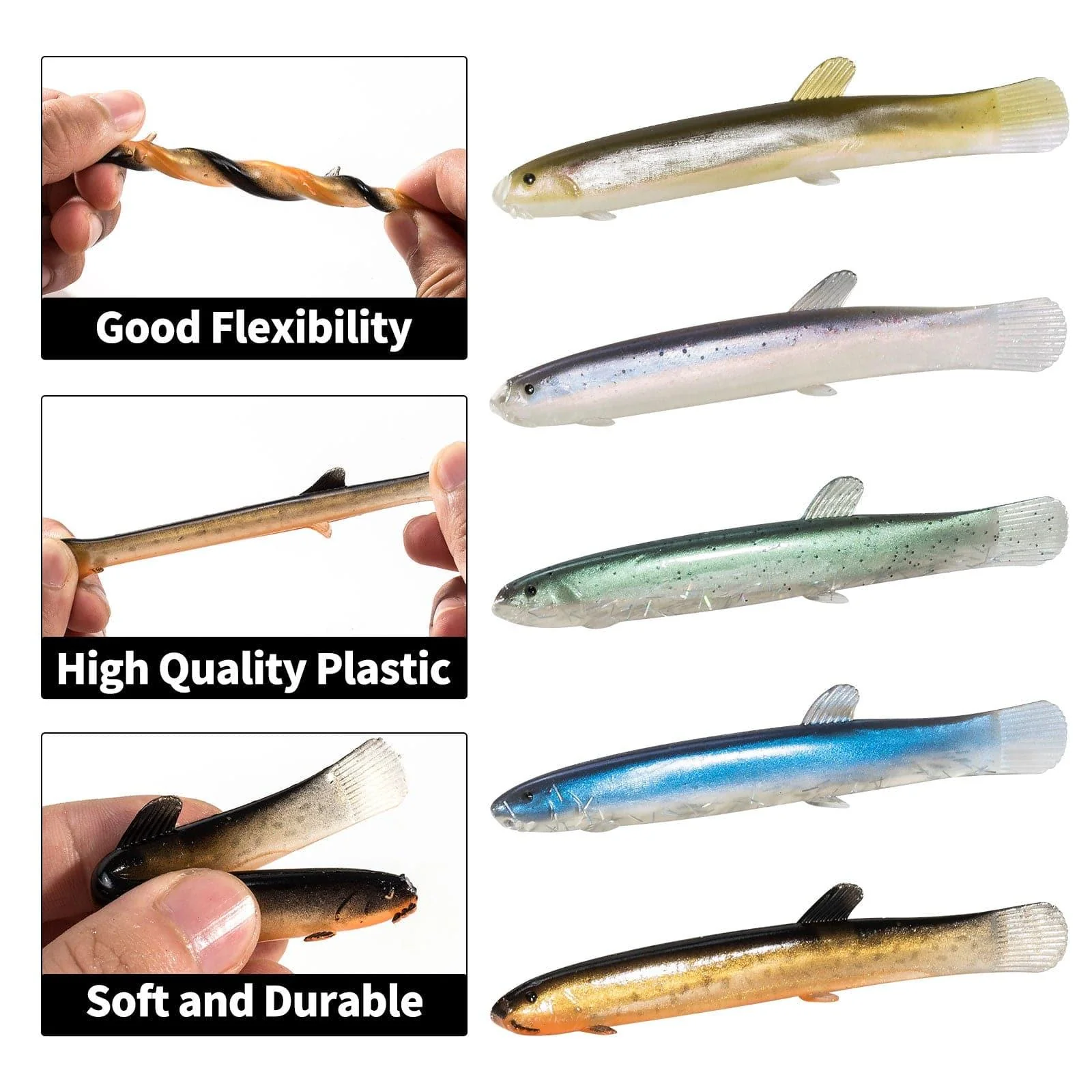 Dr.Fish 5pcs Artificial Loach Soft Baits 3.9'' - Image 5