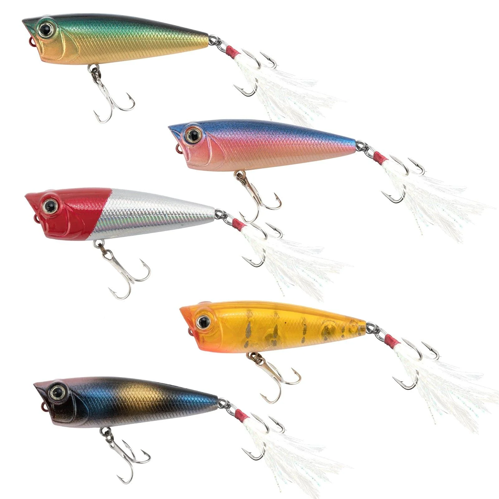 Dr.Fish 5pcs Topwater Popper Lures Kit