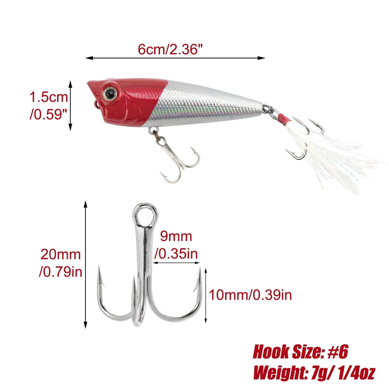 Dr.Fish 5pcs Topwater Popper Lures Kit - Image 7
