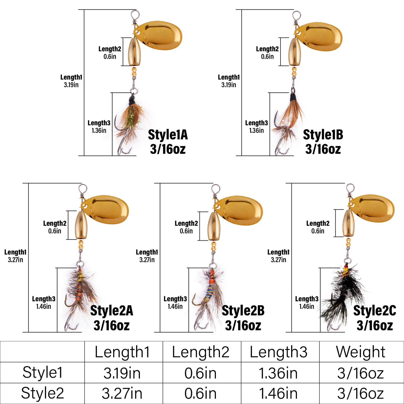 Dr.Fish 5pcs Trout Spinners Lures Kit - Image 2