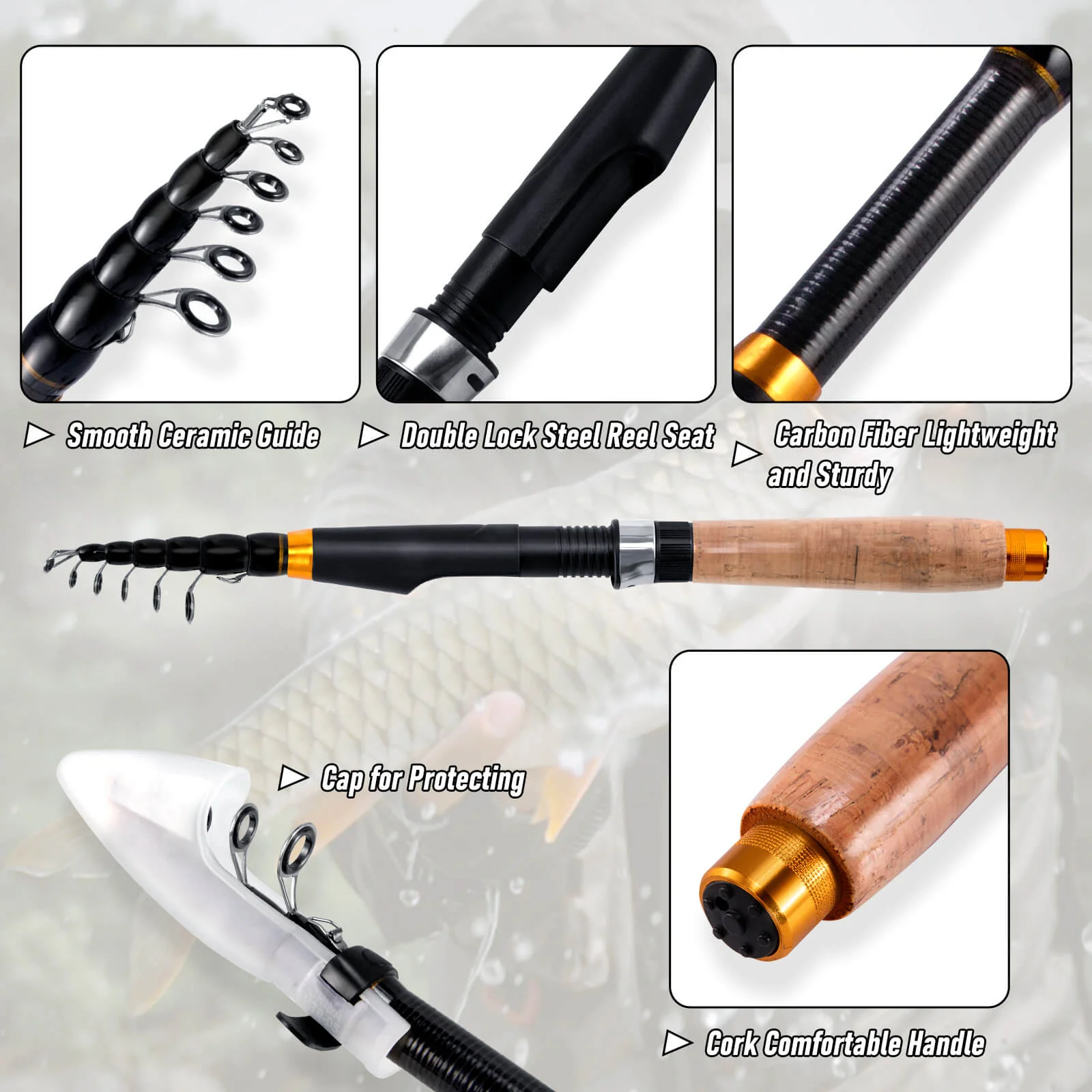 Dr.Fish 6/7FT Telescopic Fishing Rod and Spinning Reel Combo - Image 4