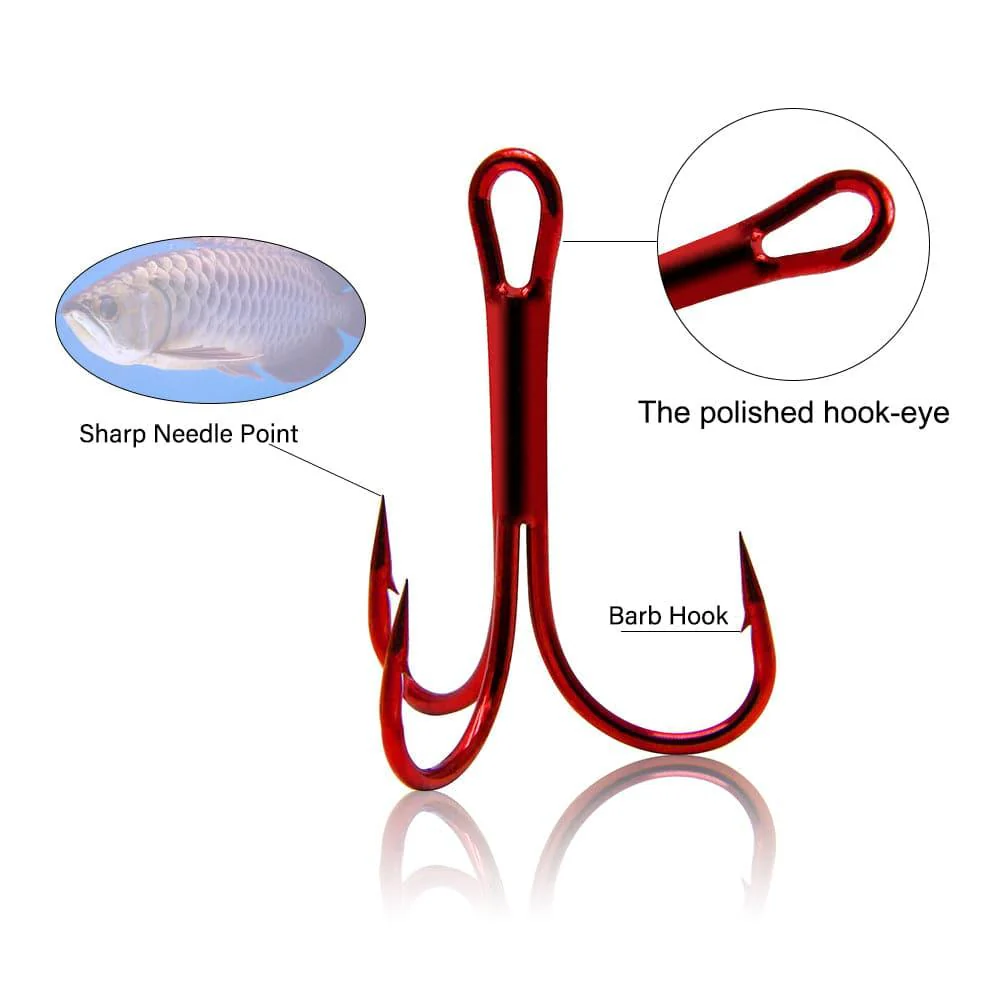 Dr.Fish 60pcs Treble Hooks Red #10 to #1 - Image 4