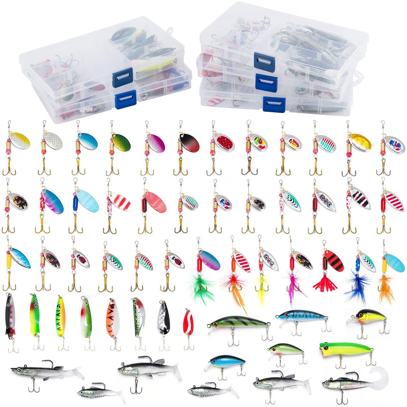 Dr.Fish 60pcs Spinners Spoons Hardbaits Kit