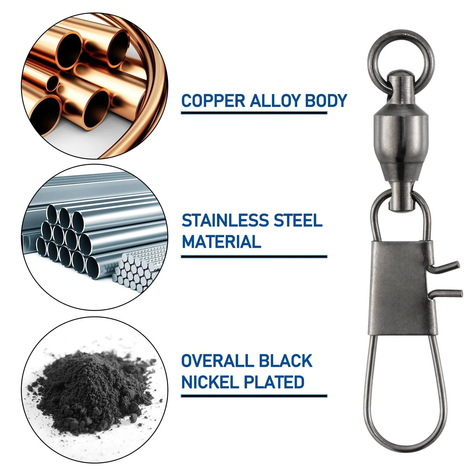 Dr.Fish 30pcs Ball Bearing Swivels Snaps 17-79Lb - Image 3