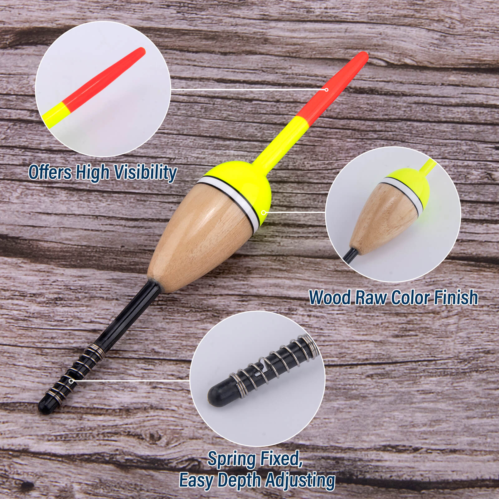 Dr.Fish 6pcs Balsa Wood Slip Bobbers - Image 2