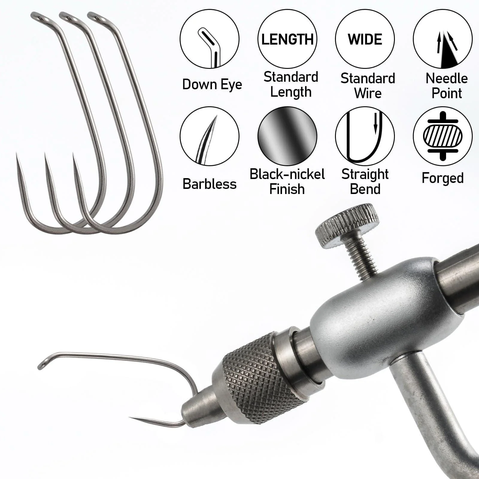 Dr.Fish 100pcs Barbless Dry Fly Hooks 12#-18# - Image 2