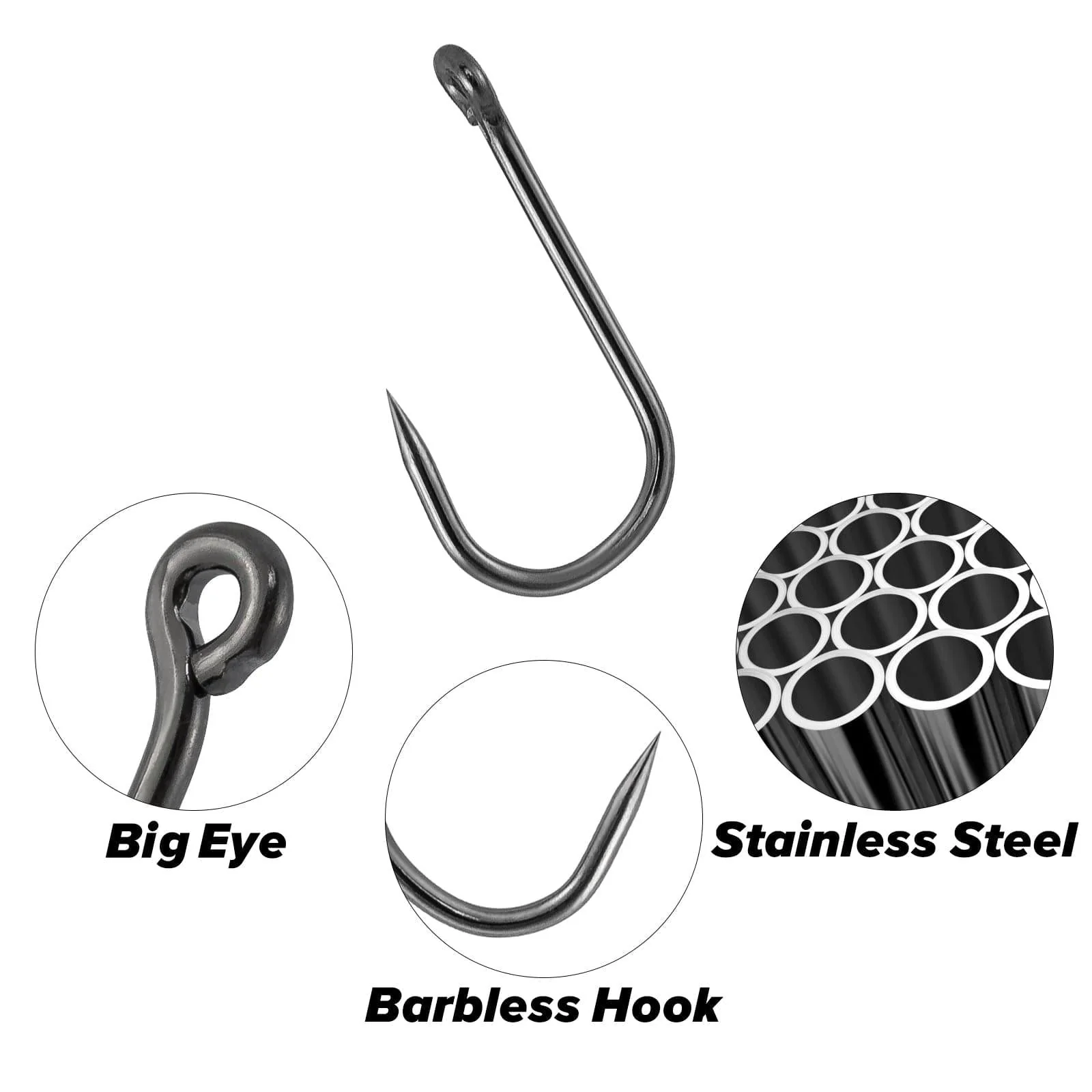 Dr.Fish 50pcs Eyed Barbless Hooks - Image 3
