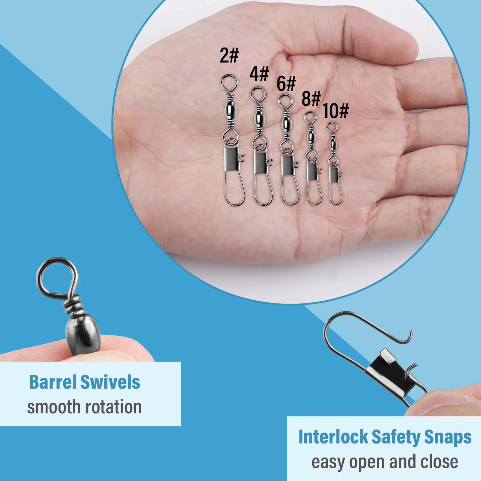 Dr.Fish 100/150/200pcs Barrel Swivels Kits 26-57lb - Image 6