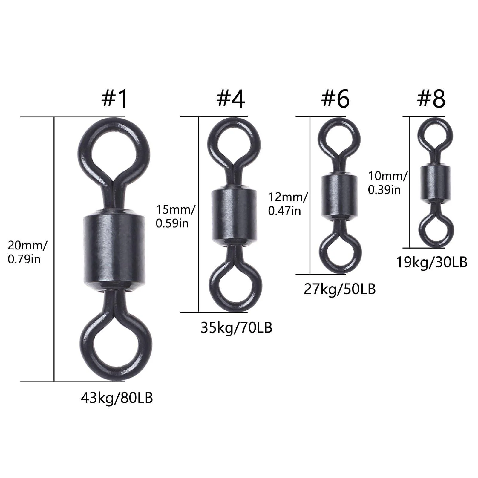 Dr.Fish 100pcs Small Rolling Swivels 30-80lb - Image 4