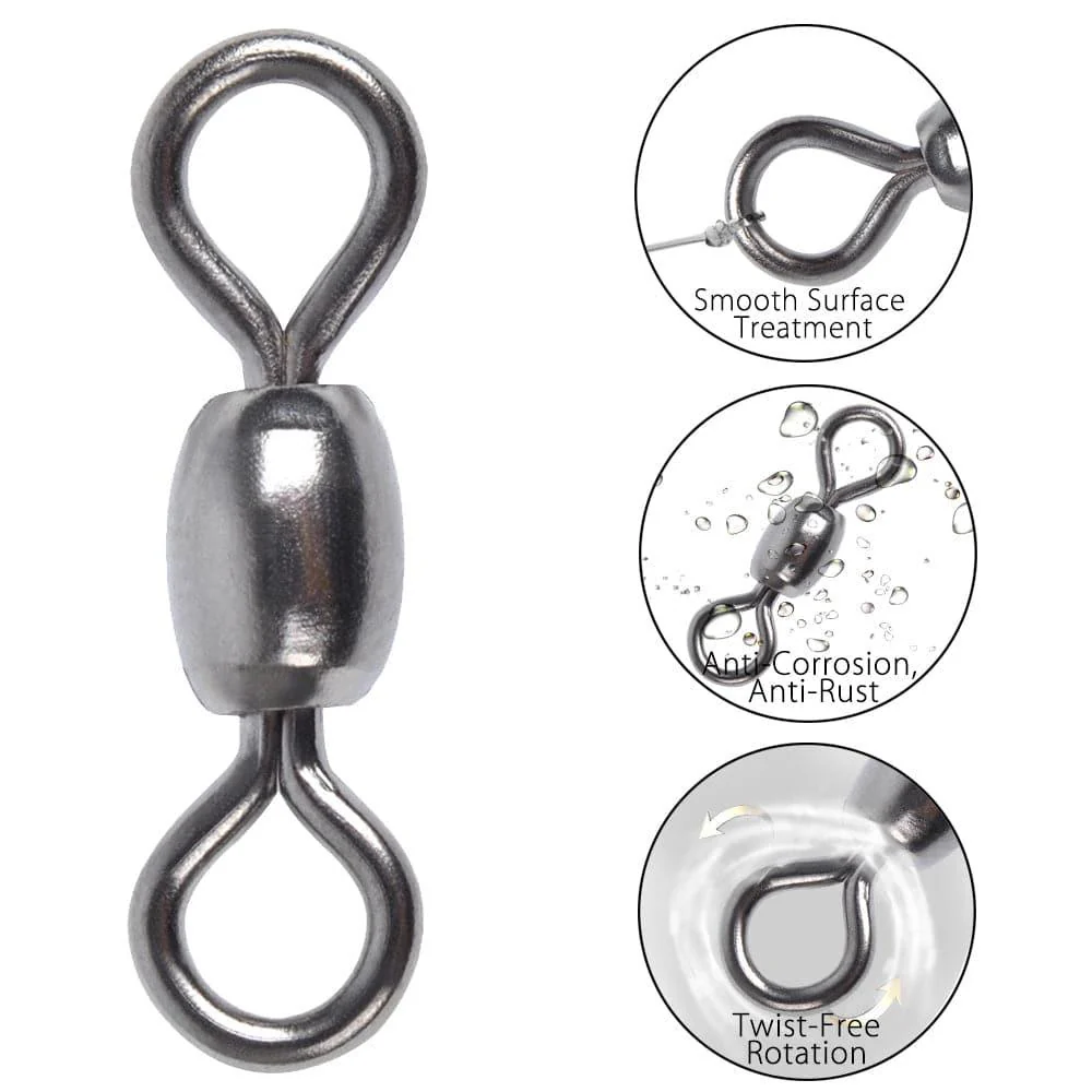 Dr.Fish 50pcs Barrel Swivels 30-165lb - Image 3