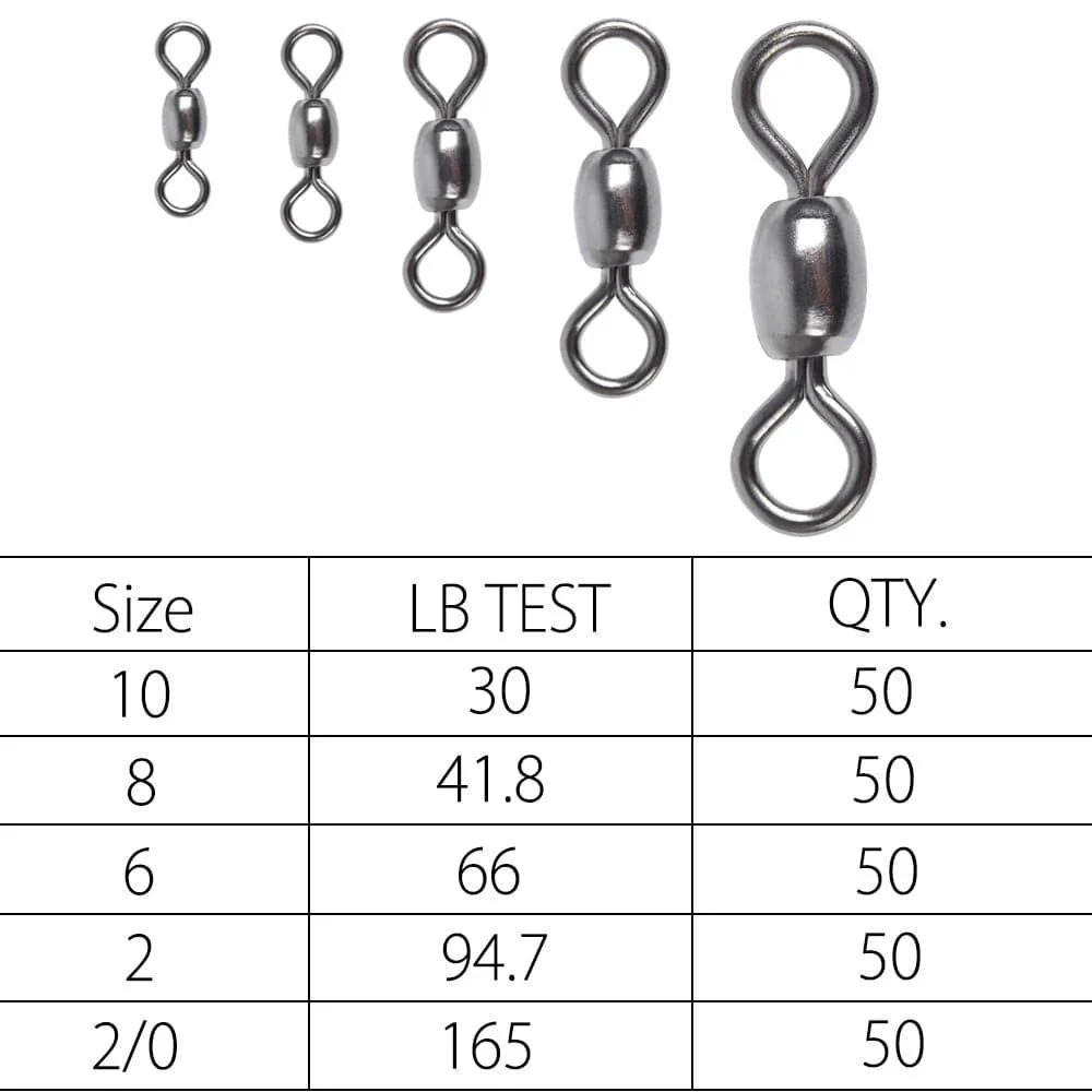 Dr.Fish 50pcs Barrel Swivels 30-165lb - Image 6