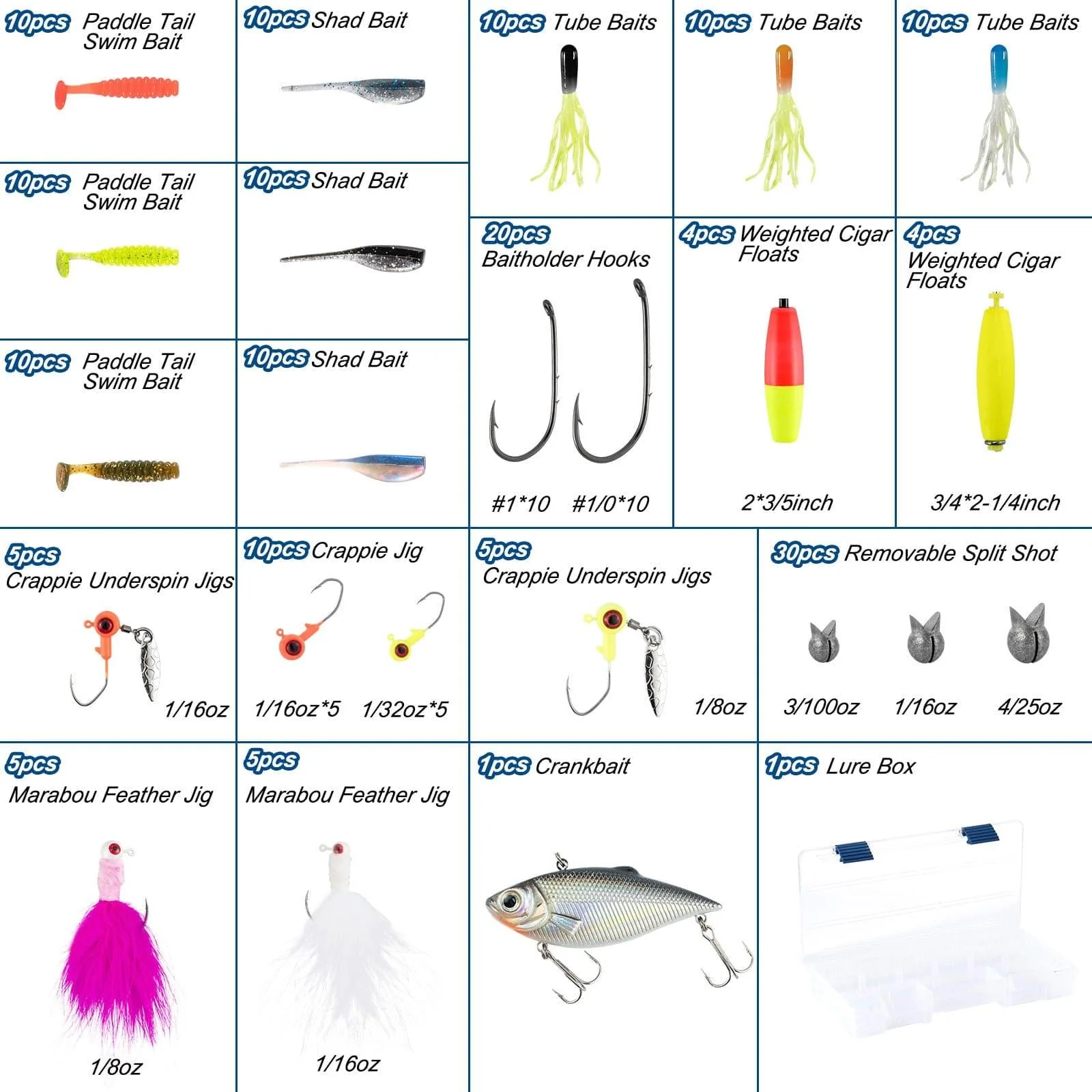 Dr.Fish 179pcs Crappie Tackles Lures Kit - Image 7
