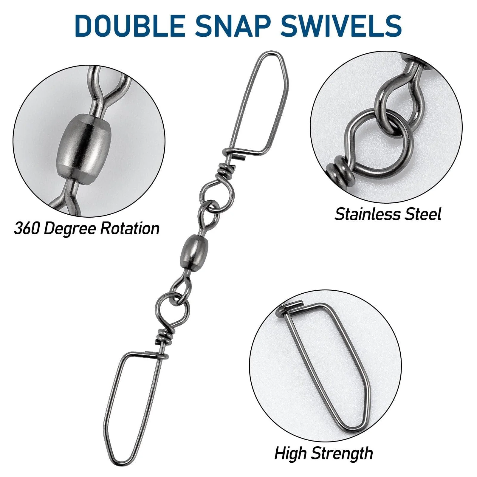 Dr.Fish 20pcs Double Snaps Swivel 37-220lb - Image 2