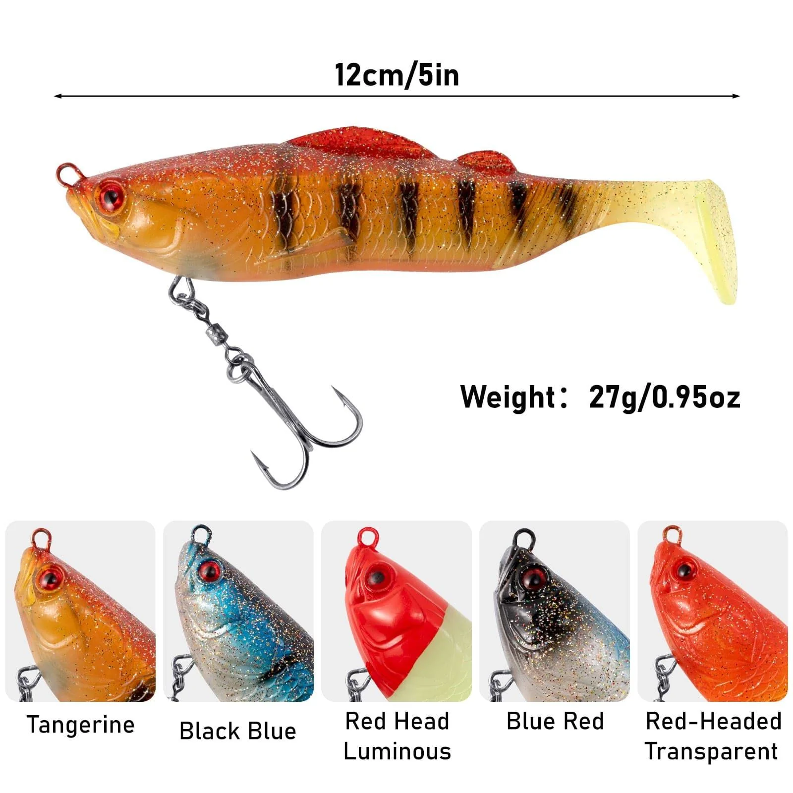 Dr.Fish  Jig Heads Paddle Tail Swimbaits  5‘â€?0.95oz - Image 6