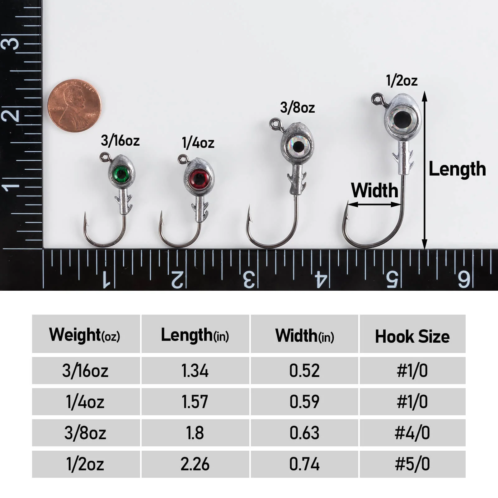 Dr.Fish 10pcs 3D Jigs Heads 1/2oz-3/16oz - Image 7
