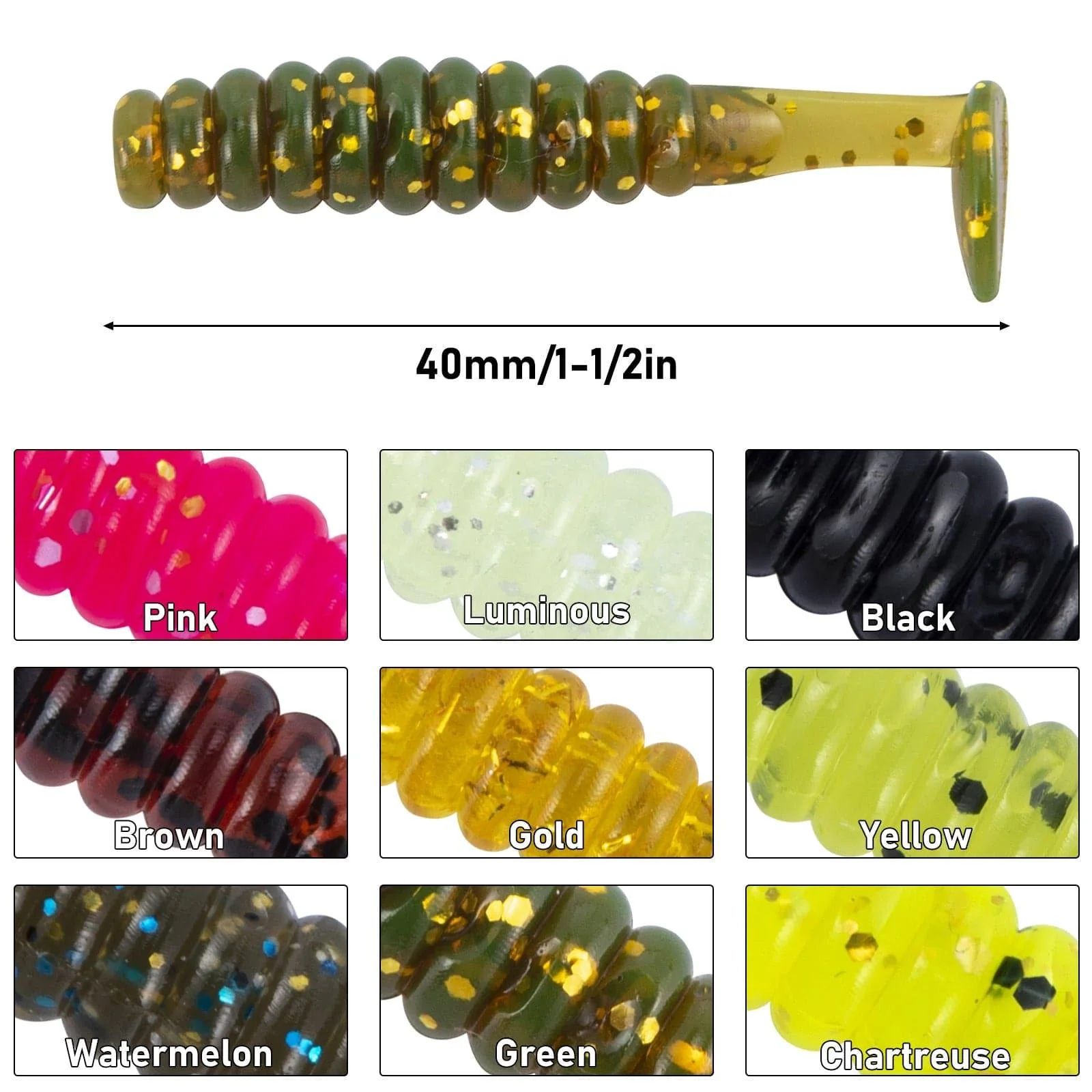 Dr.Fish 10 pcs Paddle Tail Soft Baits 1-1/2'' - Image 2